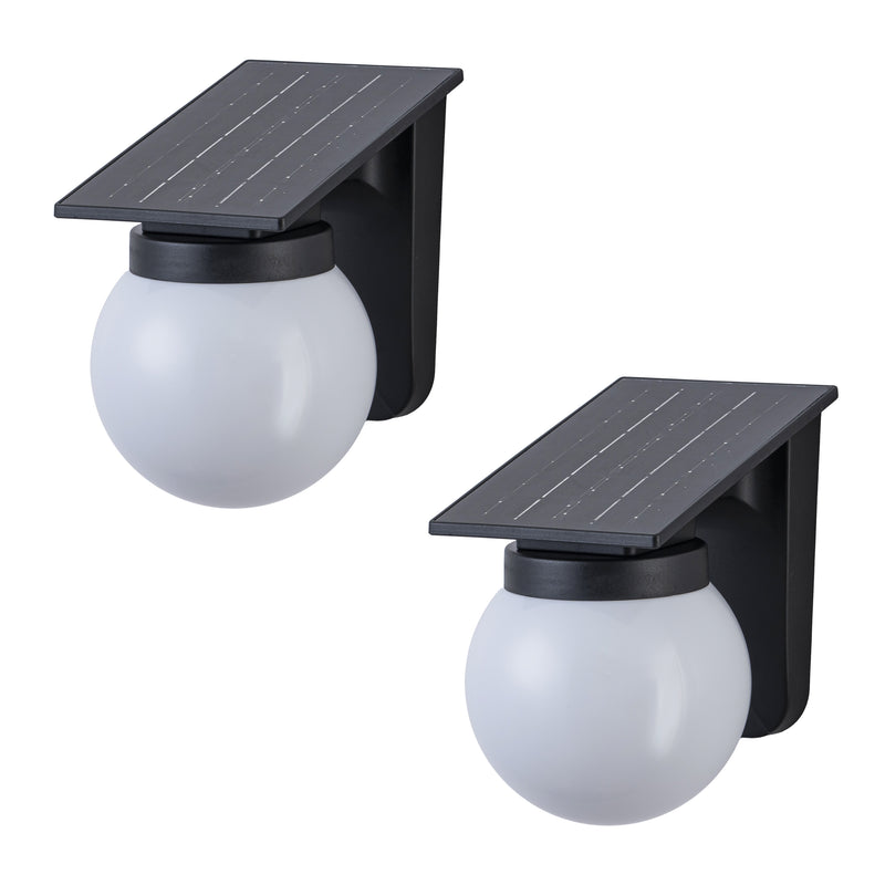 Black Solar LED Outdoor Wall Lights (2-Pack)