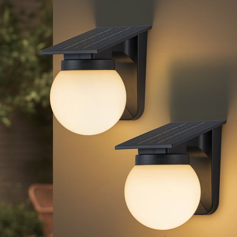 Black Solar LED Outdoor Wall Lights (2-Pack)