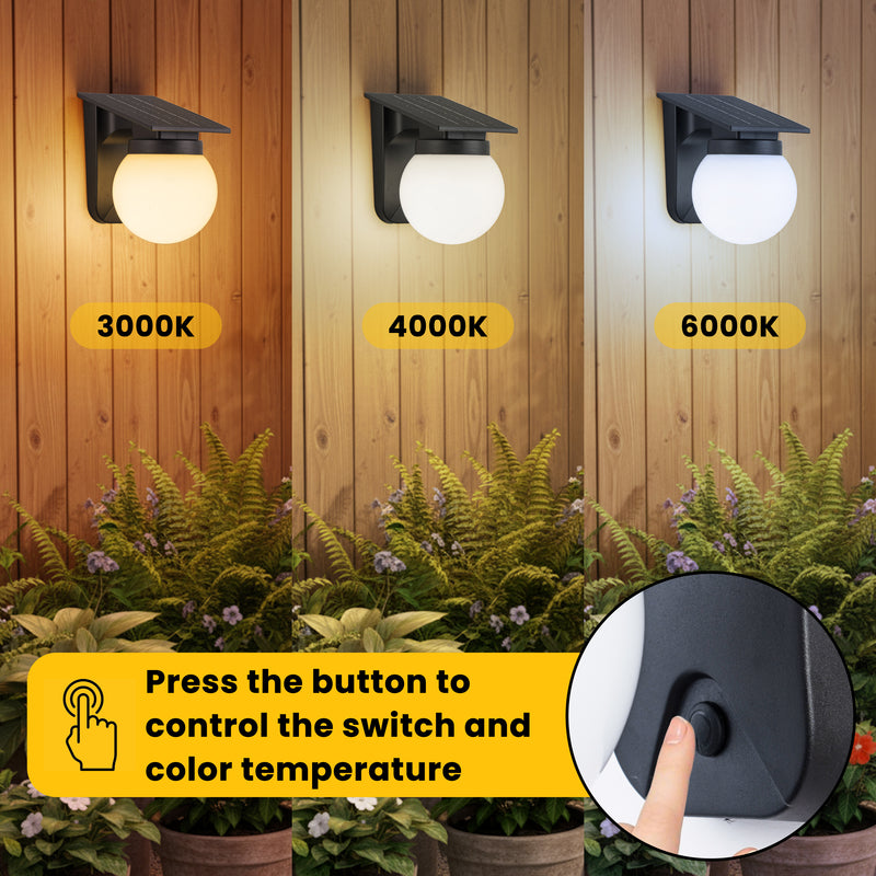 Black Solar LED Outdoor Wall Lights (2-Pack)