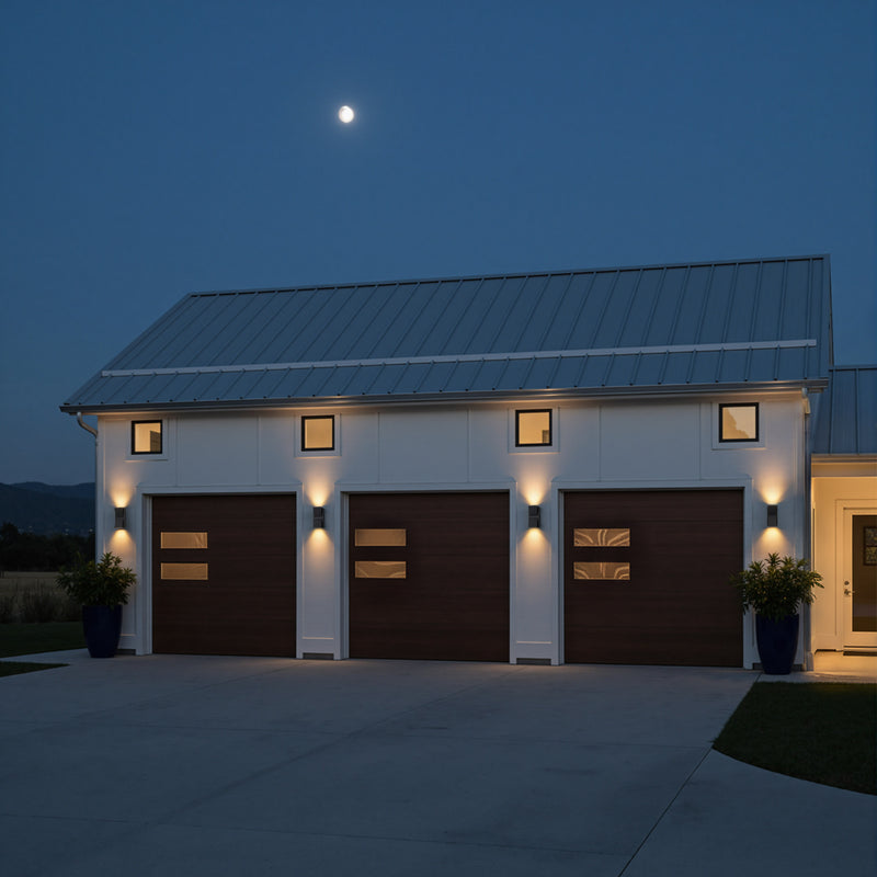 2-Light Black Aluminum Outdoor Wall Light