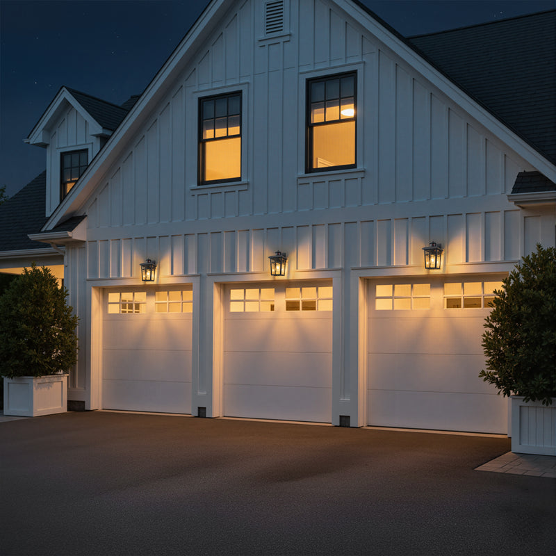 Black Motion Sensor Dusk to Dawn Outdoor Wall Lantern（2-Pack）