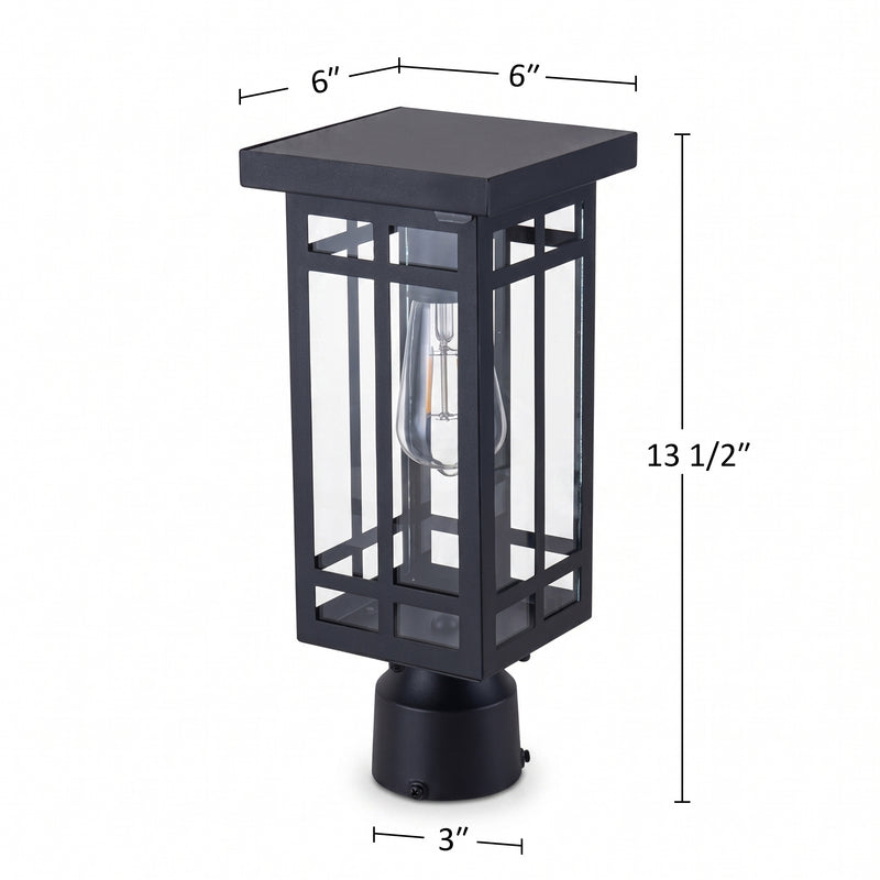 Black Solar Outdoor Post Light with LED Bulb Included (2-Pack)
