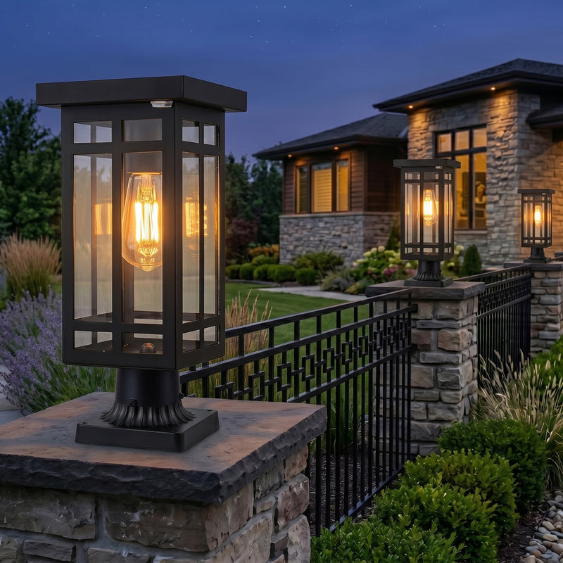 Black Solar Outdoor Post Light with LED Bulb Included (2-Pack)