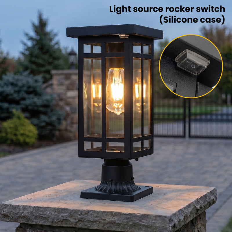 Black Solar Outdoor Post Light with LED Bulb Included (2-Pack)