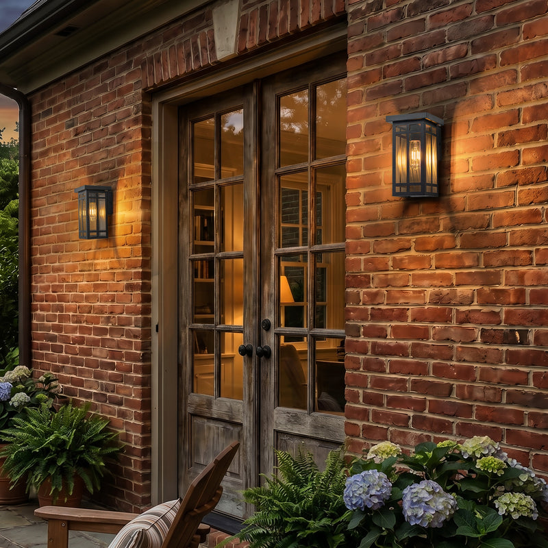 Black Solar Outdoor Wall Light with LED Bulb Included (2-Pack)