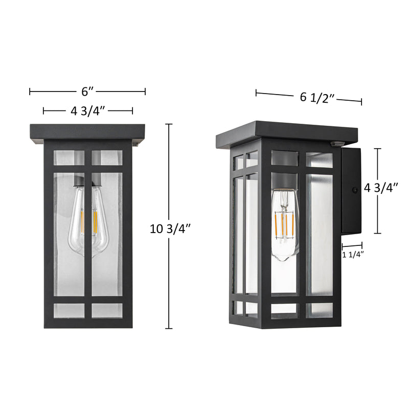 Black Solar Outdoor Wall Light with LED Bulb Included (2-Pack)