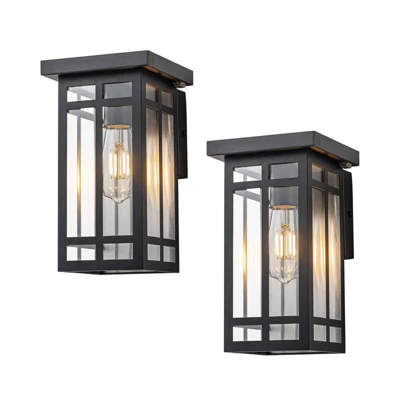 Black Solar Outdoor Wall Light with LED Bulb Included (2-Pack)