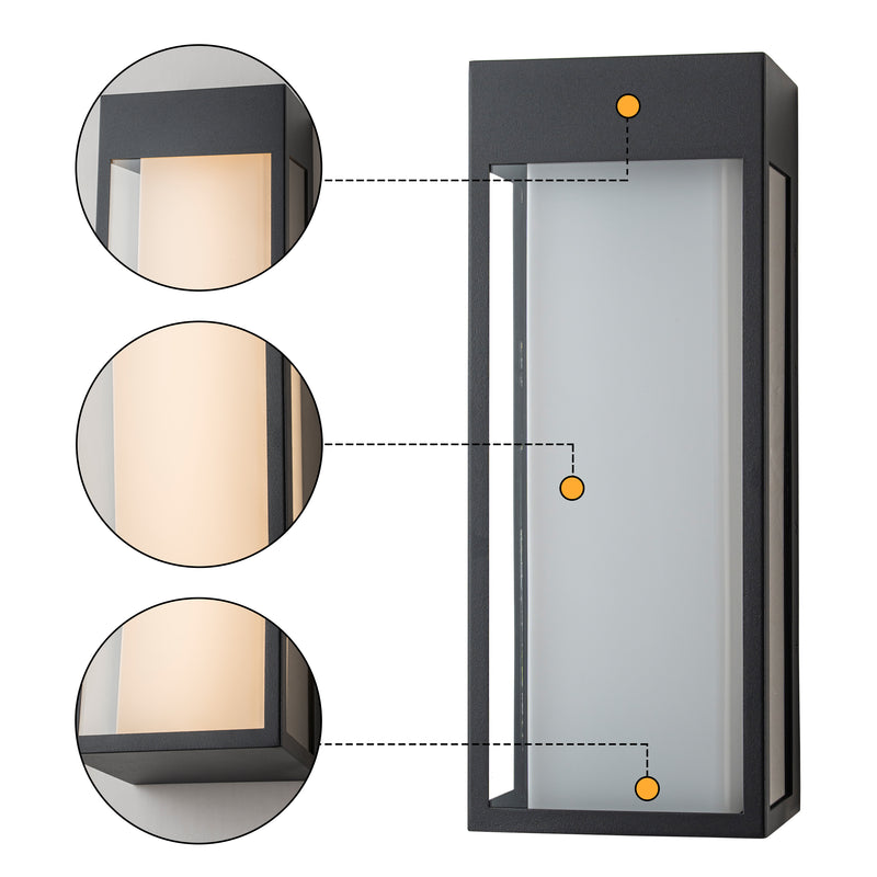 Black Modern Dimmable LED Indoor Outdoor Wall Light