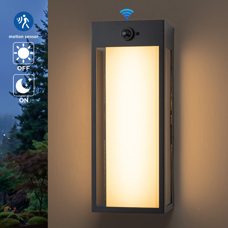 Black Modern Dimmable LED Outdoor Wall Light with Motion Sensor