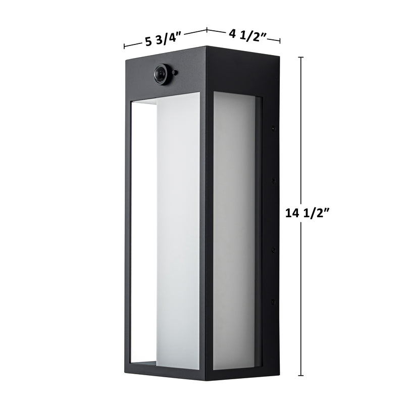 Black Modern Dimmable LED Outdoor Wall Light with Motion Sensor