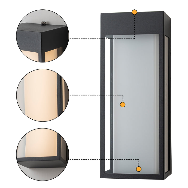 Black Modern Dimmable LED Outdoor Wall Light with Dusk to Dawn Sensor