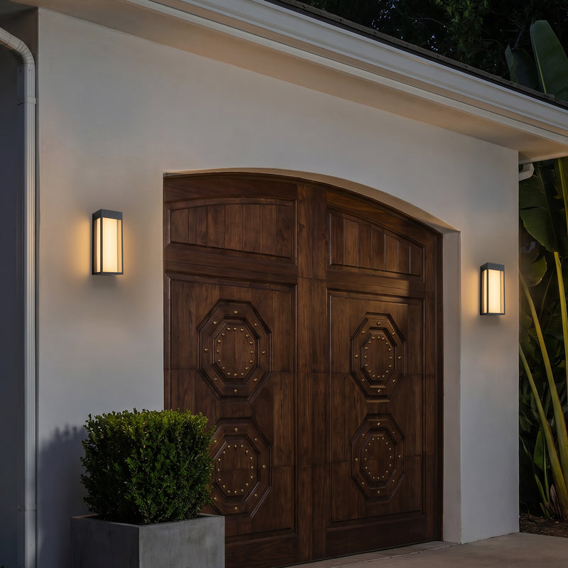 Black Modern Dimmable LED Outdoor Wall Light with Dusk to Dawn Sensor