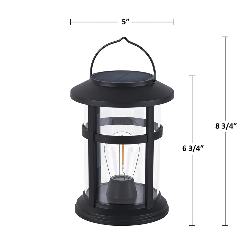 Black Outdoor Solar Lantern with Light Bulb and Clip (4-Pack)