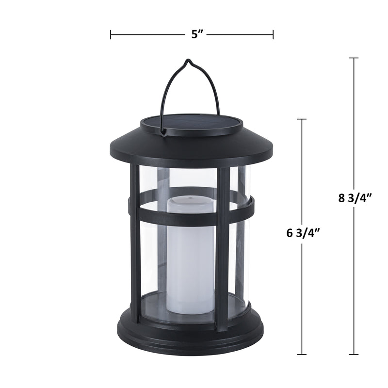 Black Outdoor Hanging Solar Lantern with Flame-style Light Bulb and Clip (4-Pack)