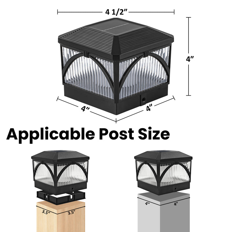 Black LED Solar LED Post Cap Light with Flame Flicker and Standard Mode (12-pack)