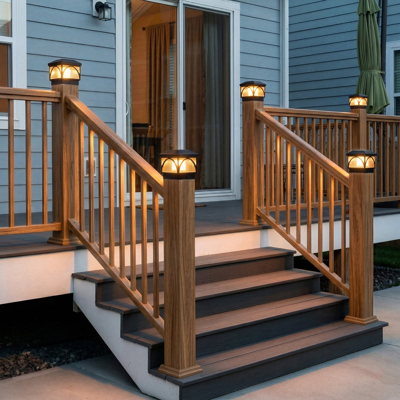 Black LED Solar LED Post Cap Light with Flame Flicker and Standard Mode (12-pack)