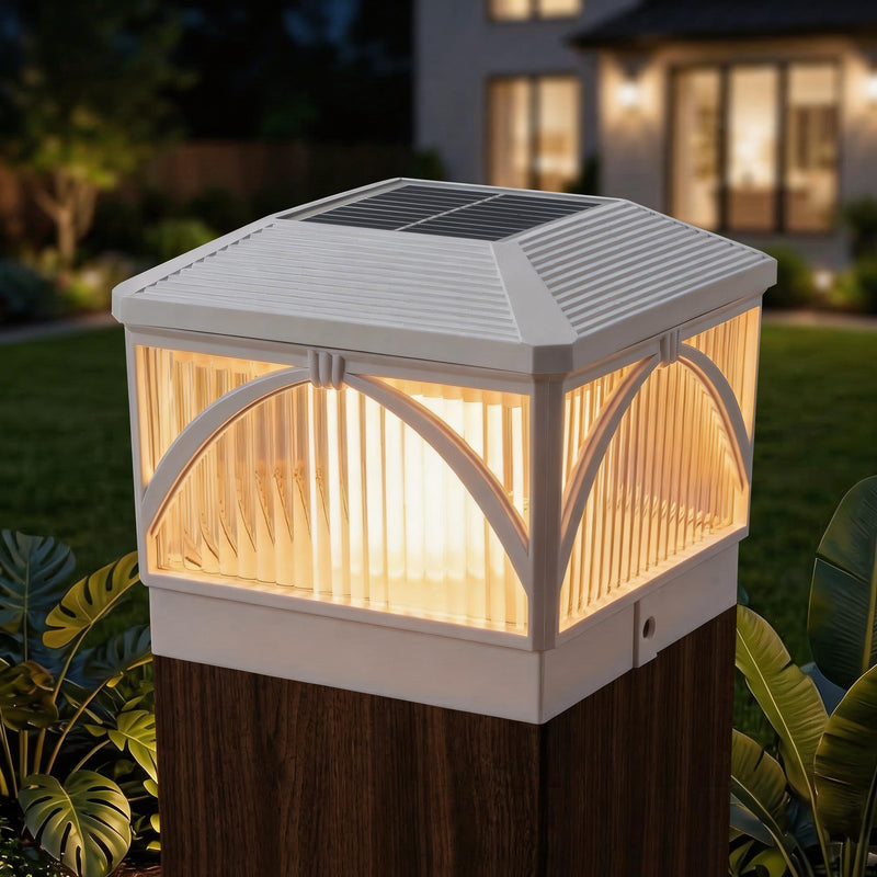 White LED Solar LED Post Cap Light with Flame Flicker and Standard Mode (12-pack)