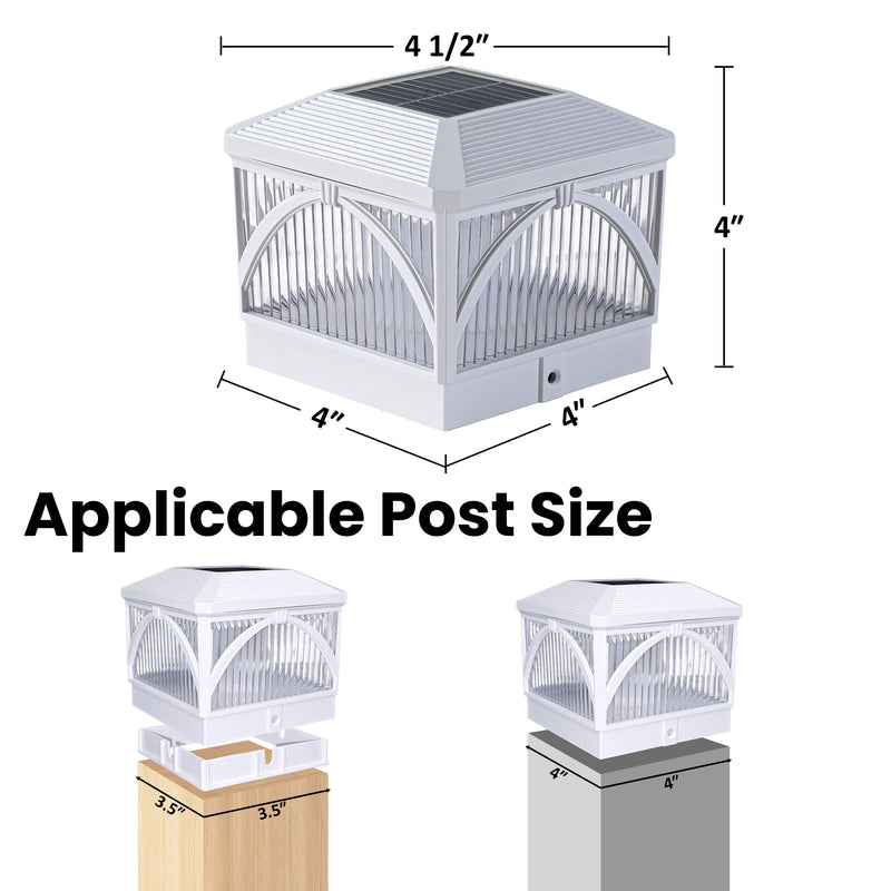 White LED Solar LED Post Cap Light with Flame Flicker and Standard Mode (12-pack)