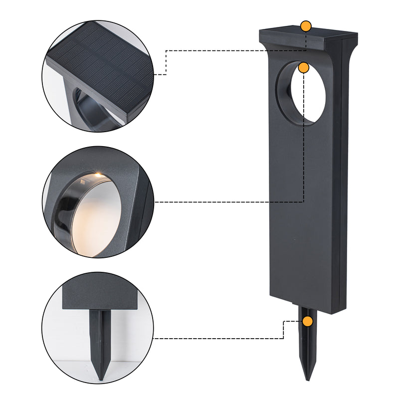 C Cattleya 12-Pack 17.25inch Matte Black LED Outdoor Solar Landscape Path Lights