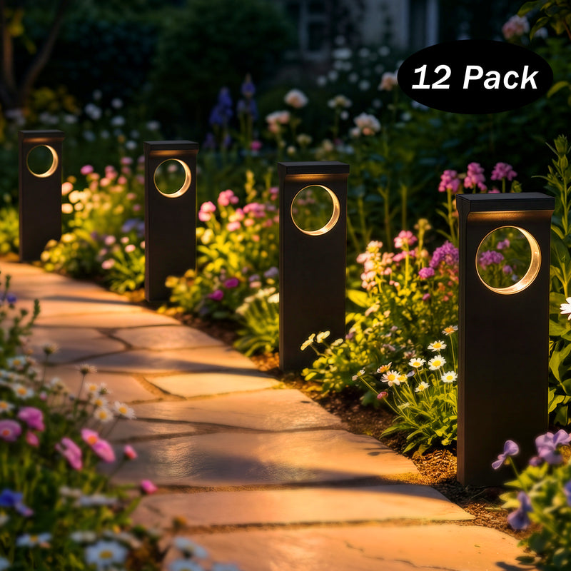 C Cattleya 12-Pack 17.25inch Matte Black LED Outdoor Solar Landscape Path Lights