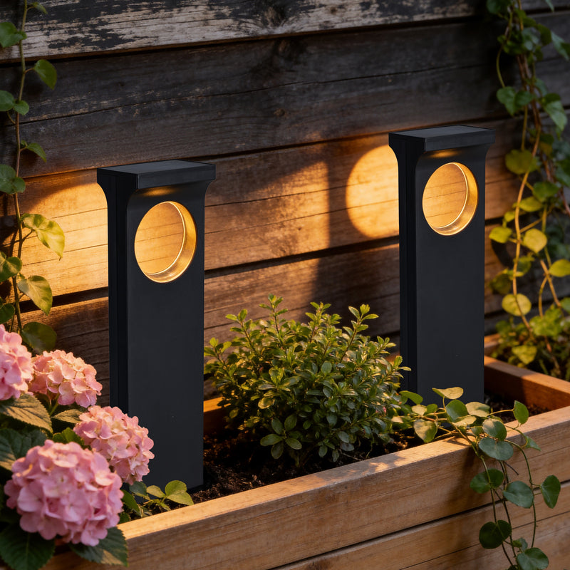 C Cattleya 12-Pack 17.25inch Matte Black LED Outdoor Solar Landscape Path Lights