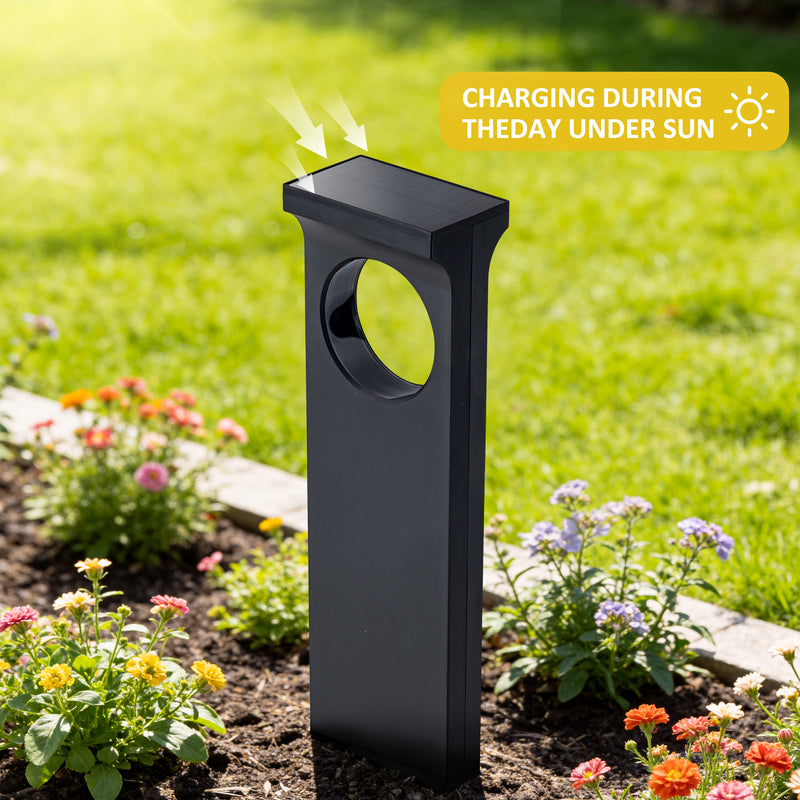 C Cattleya 12-Pack 17.25inch Matte Black LED Outdoor Solar Landscape Path Lights
