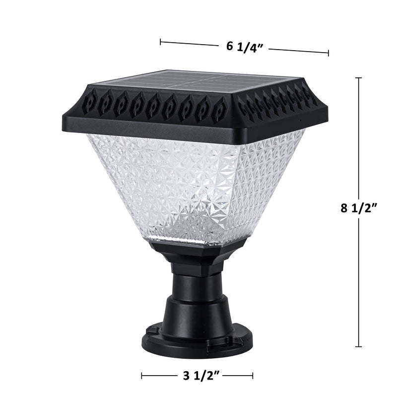 Solar RGB LED Outdoor Post Light with Remote Control, 3 CCT Adjustable