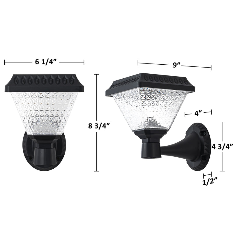 Black Dimmable CCT changing RGB Solar Outdoor wall Sconce (2-pack)