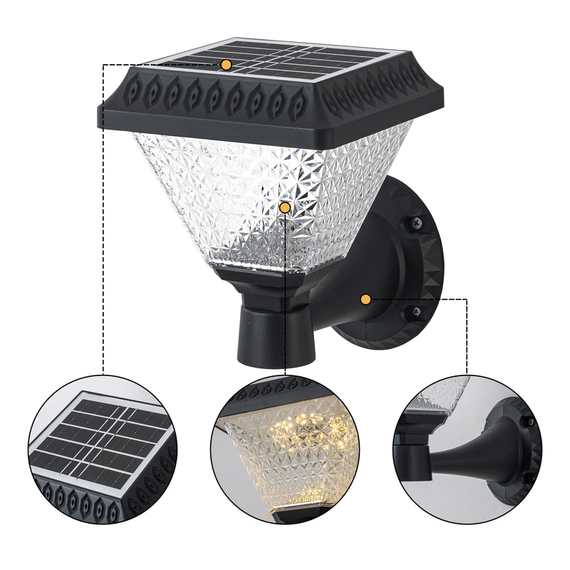 Black Dimmable CCT changing RGB Solar Outdoor wall Sconce (2-pack)