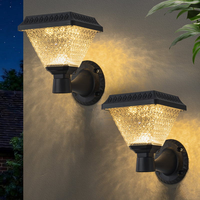 Black Dimmable CCT changing RGB Solar Outdoor wall Sconce (2-pack)