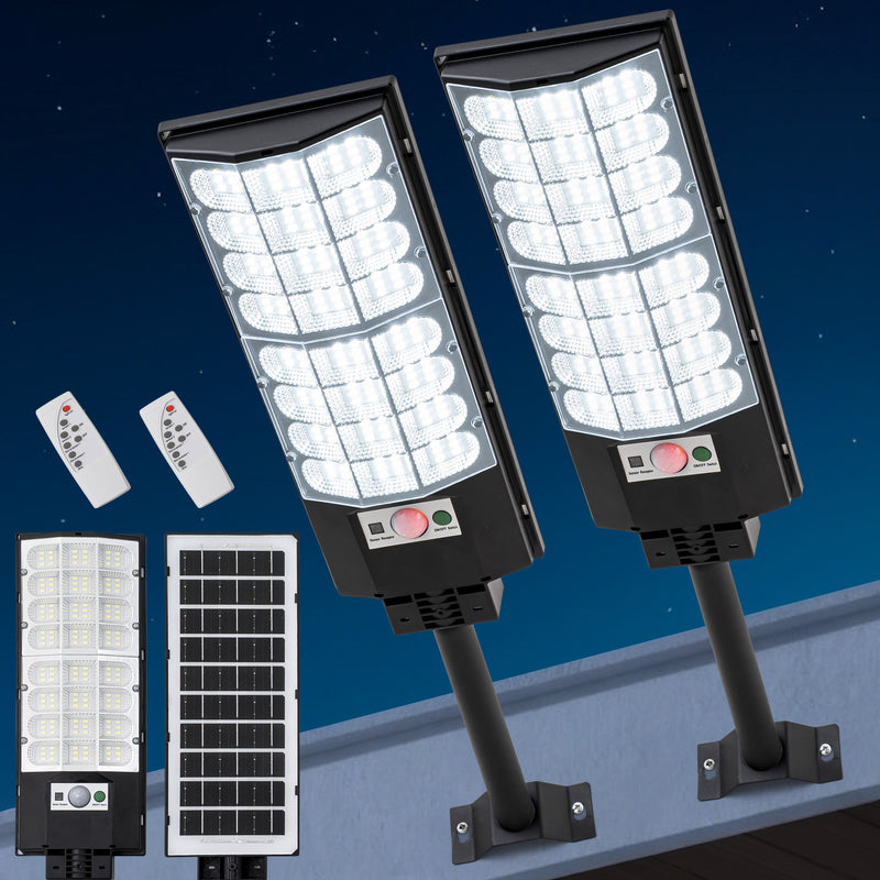 24.5 in. Black Motion Sensing Dusk to Dawn Solar LED Street Light with Remote Control