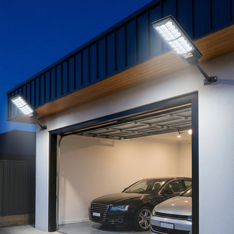24.5 in. Black Motion Sensing Dusk to Dawn Solar LED Street Light with Remote Control