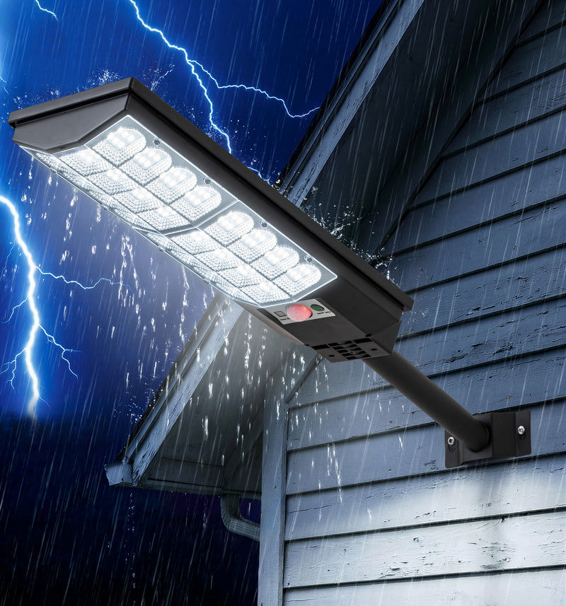 24.5 in. Black Motion Sensing Dusk to Dawn Solar LED Street Light with Remote Control