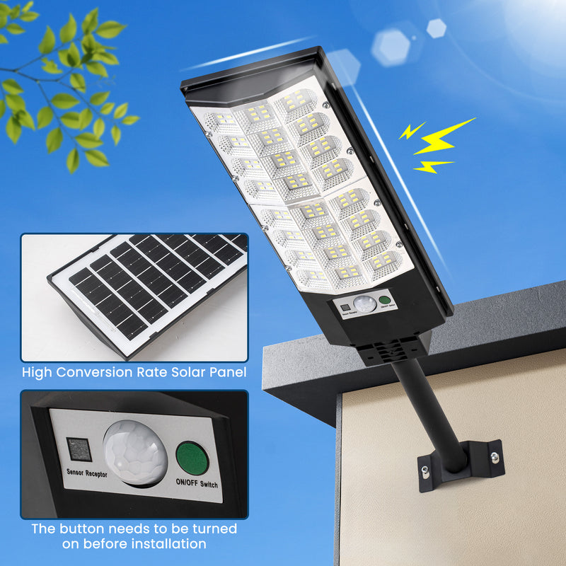 24.5 in. Black Motion Sensing Dusk to Dawn Solar LED Street Light with Remote Control