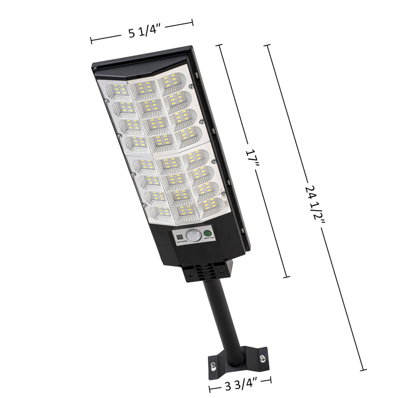 24.5 in. Black Motion Sensing Dusk to Dawn Solar LED Street Light with Remote Control