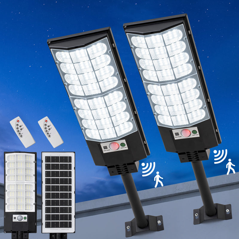 Black Motion Sensing Dusk to Dawn Solar LED Street Light with Remote Control