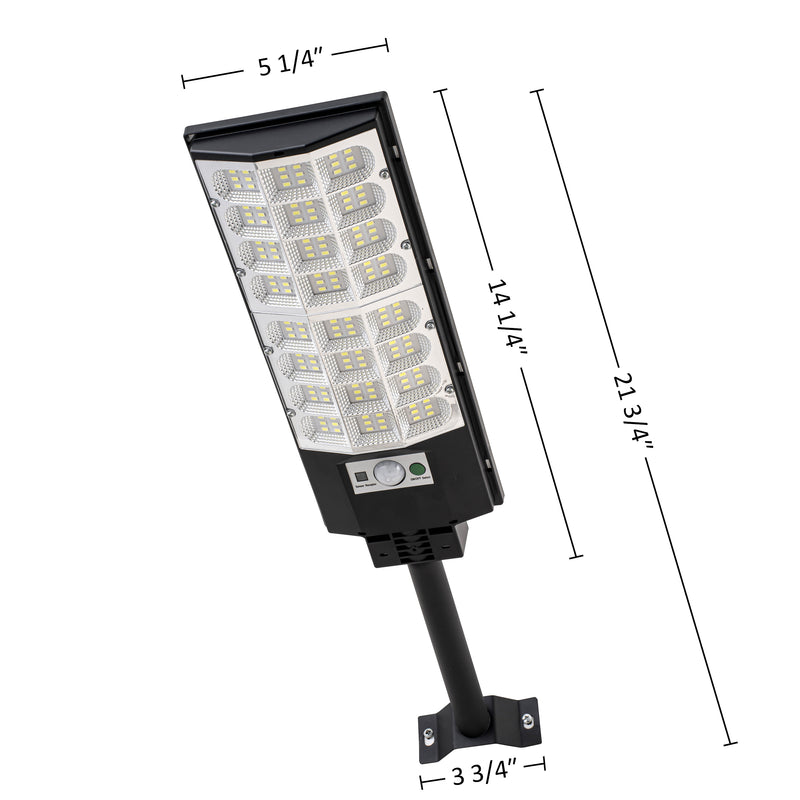 Black Motion Sensing Dusk to Dawn Solar LED Street Light with Remote Control