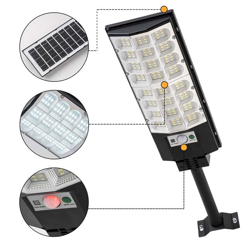 Black Motion Sensing Dusk to Dawn Solar LED Street Light with Remote Control
