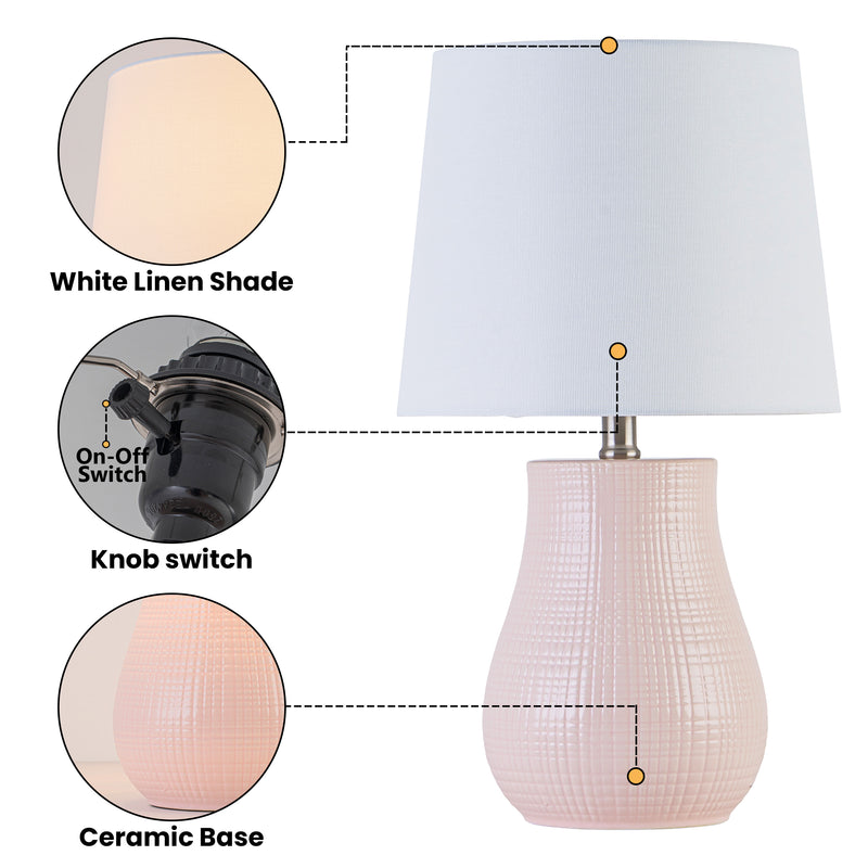 C Cattleya 19.25" Pink Ceramic Table Lamp with Textured Base & Linen Shade
