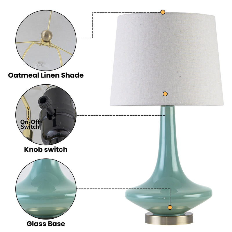 C Cattleya 24.25" Green Glass Table Lamp with Oatmeal Linen Shade