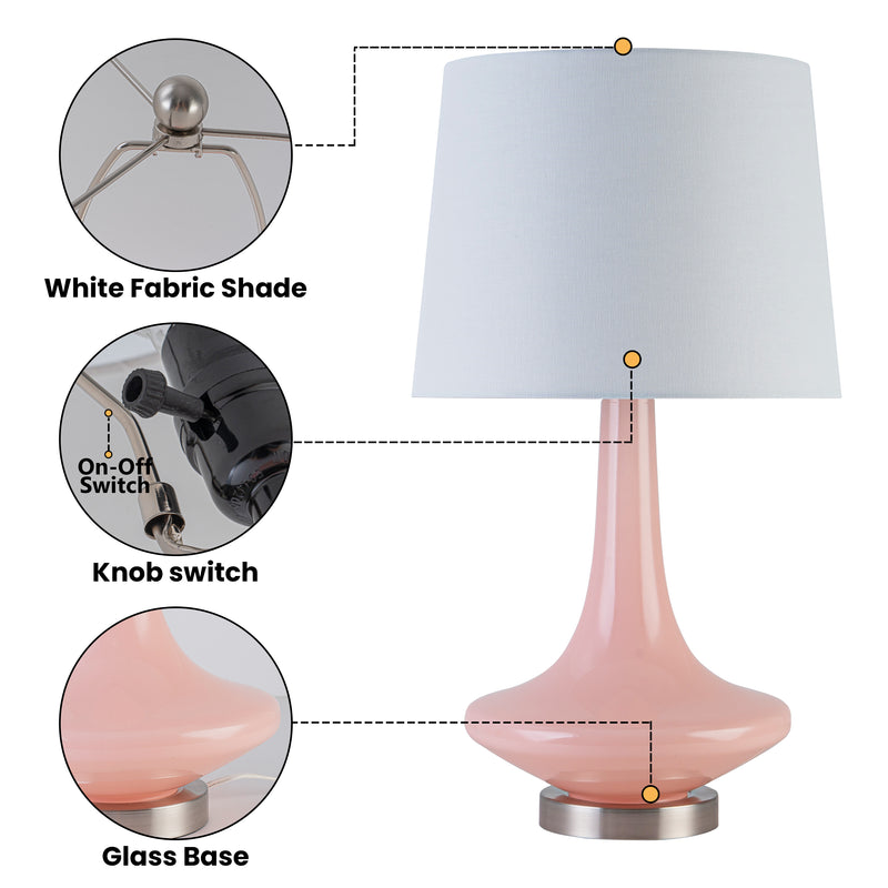 C Cattleya 24.25" Modern Elegant Pink Glass Table Lamp with White Fabric Shade