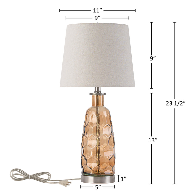 C Cattleya 23.5” Brown Glass Table Lamp with Textured Base and Linen Shade