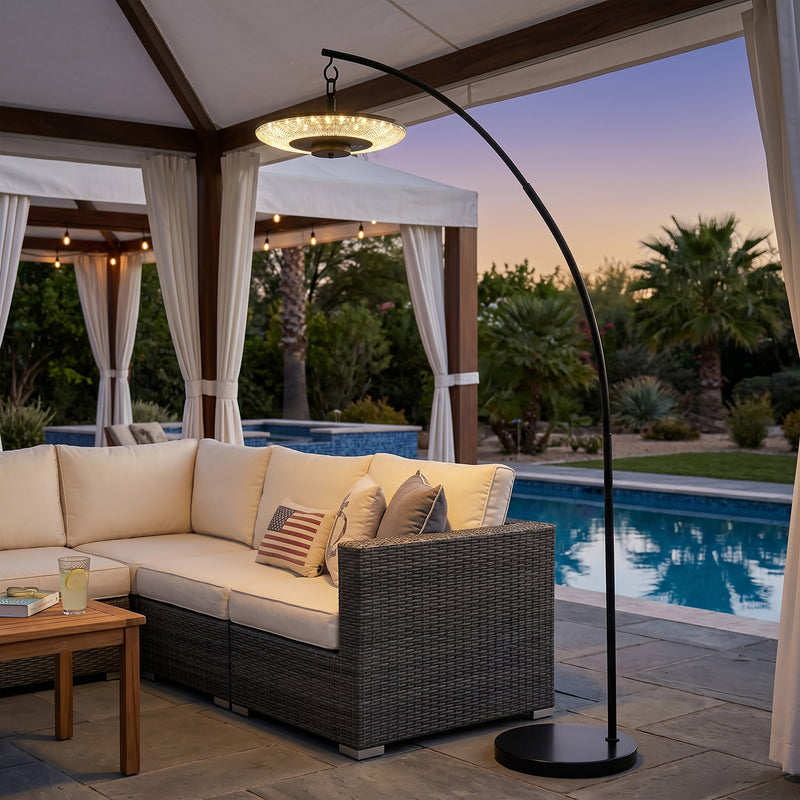 71.25 in. Matte Black Solar LED Outdoor Floor Lamp with Remote Control, Radar Motion Sensor, Adjustable Brightness & 3000K/6000K Light Modes