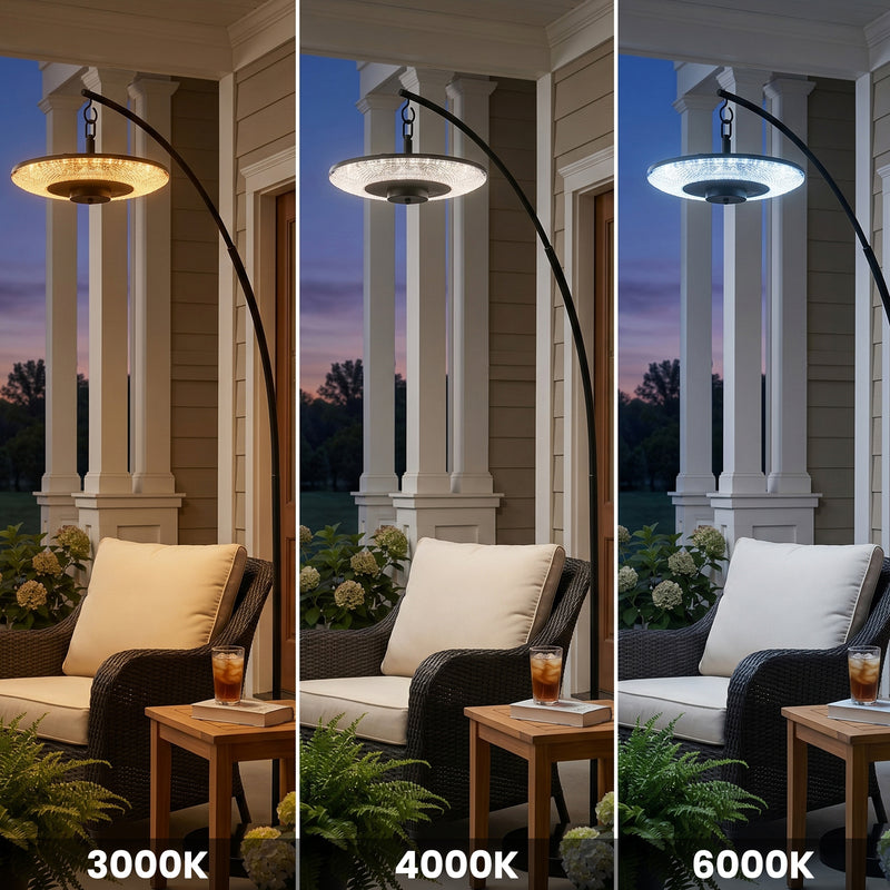 71.25 in. Matte Black Solar LED Outdoor Floor Lamp with Remote Control, Radar Motion Sensor, Adjustable Brightness & 3000K/6000K Light Modes