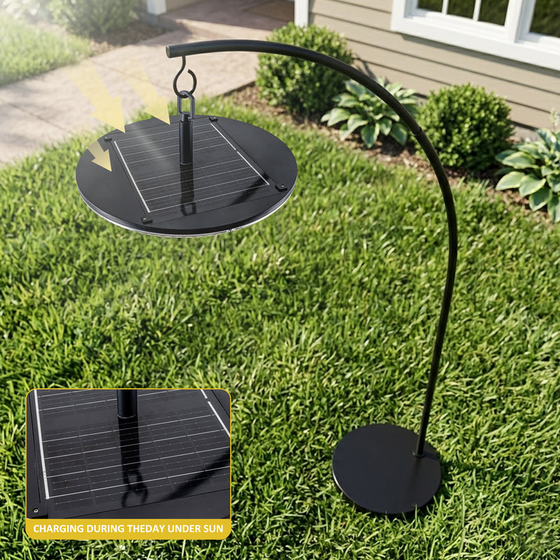 71.25 in. Matte Black Solar LED Outdoor Floor Lamp with Remote Control, Radar Motion Sensor, Adjustable Brightness & 3000K/6000K Light Modes