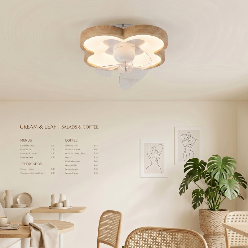 20 in. Wood Grain LED Flush Mount Ceiling Fan Light with Remote, 52W Dimmable, 6-Speed Reversible Motor, 3000K/4000K/5000K CCT