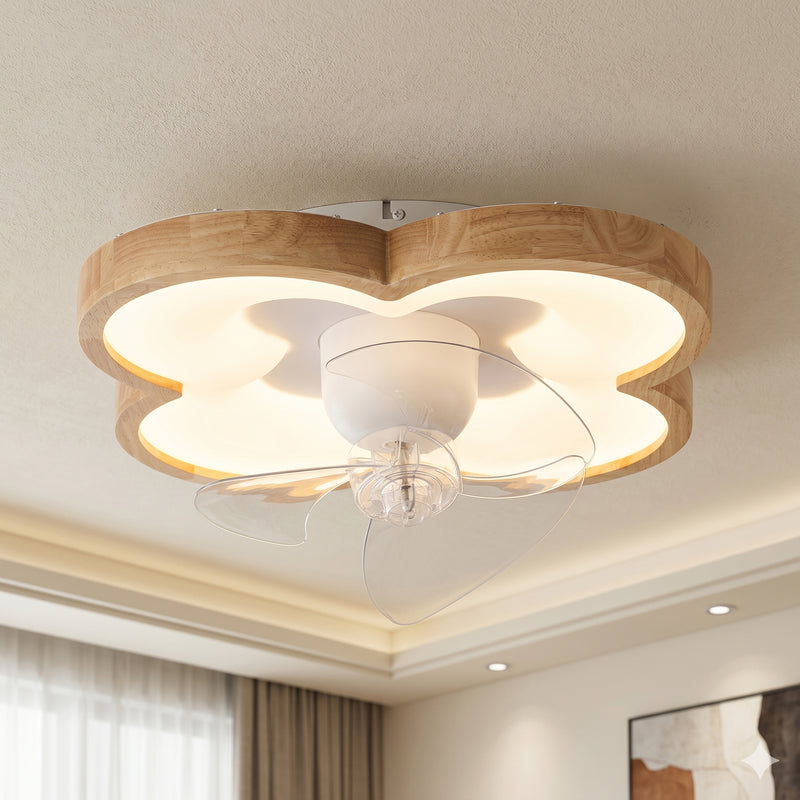 20 in. Wood Grain LED Flush Mount Ceiling Fan Light with Remote, 52W Dimmable, 6-Speed Reversible Motor, 3000K/4000K/5000K CCT