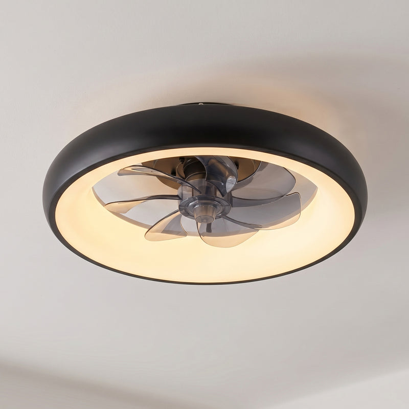 19 in. Black Flush Mount Ceiling Fan with Light, Low Profile LED Fan Light with Remote Control, 3000K/4000K/5000K Selectable