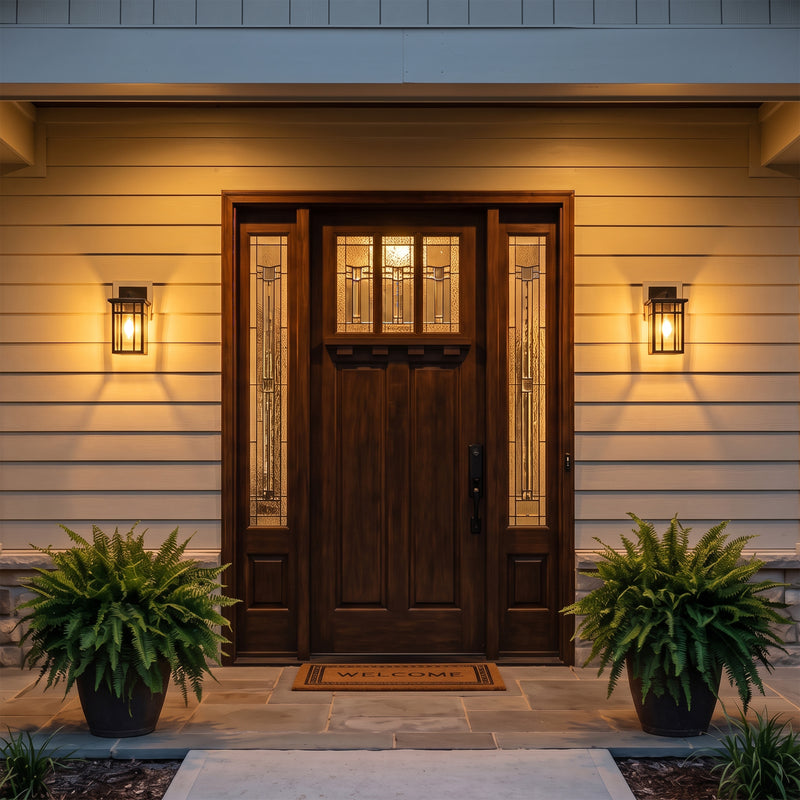 C Cattleya 10.25-Inch Matte Black Outdoor Wall Lantern with Clear Glass and E26 Base Socket(2-Pack)