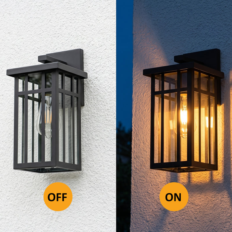 C Cattleya 10.25-Inch Matte Black Outdoor Wall Lantern with Clear Glass and E26 Base Socket(2-Pack)